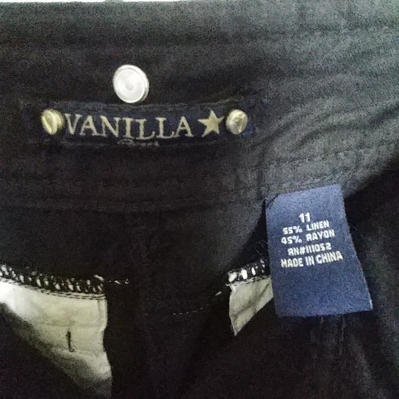 Linen /rayon blend cargo style black cropped pants - Picture 7 of 8